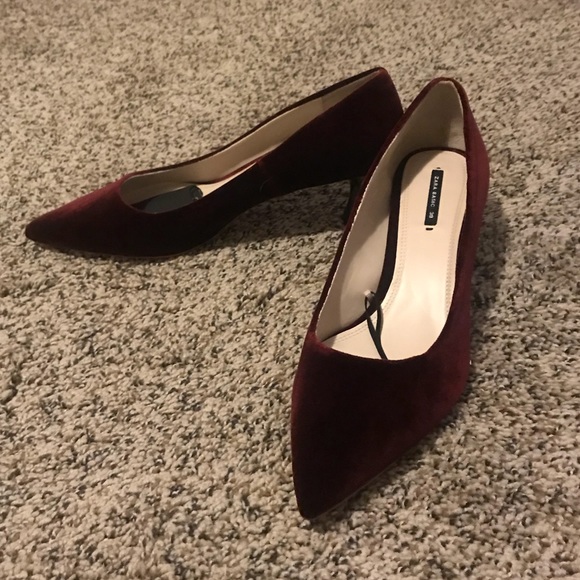 ZARA Velvet High Heel Court Shoes - Picture 7 of 8